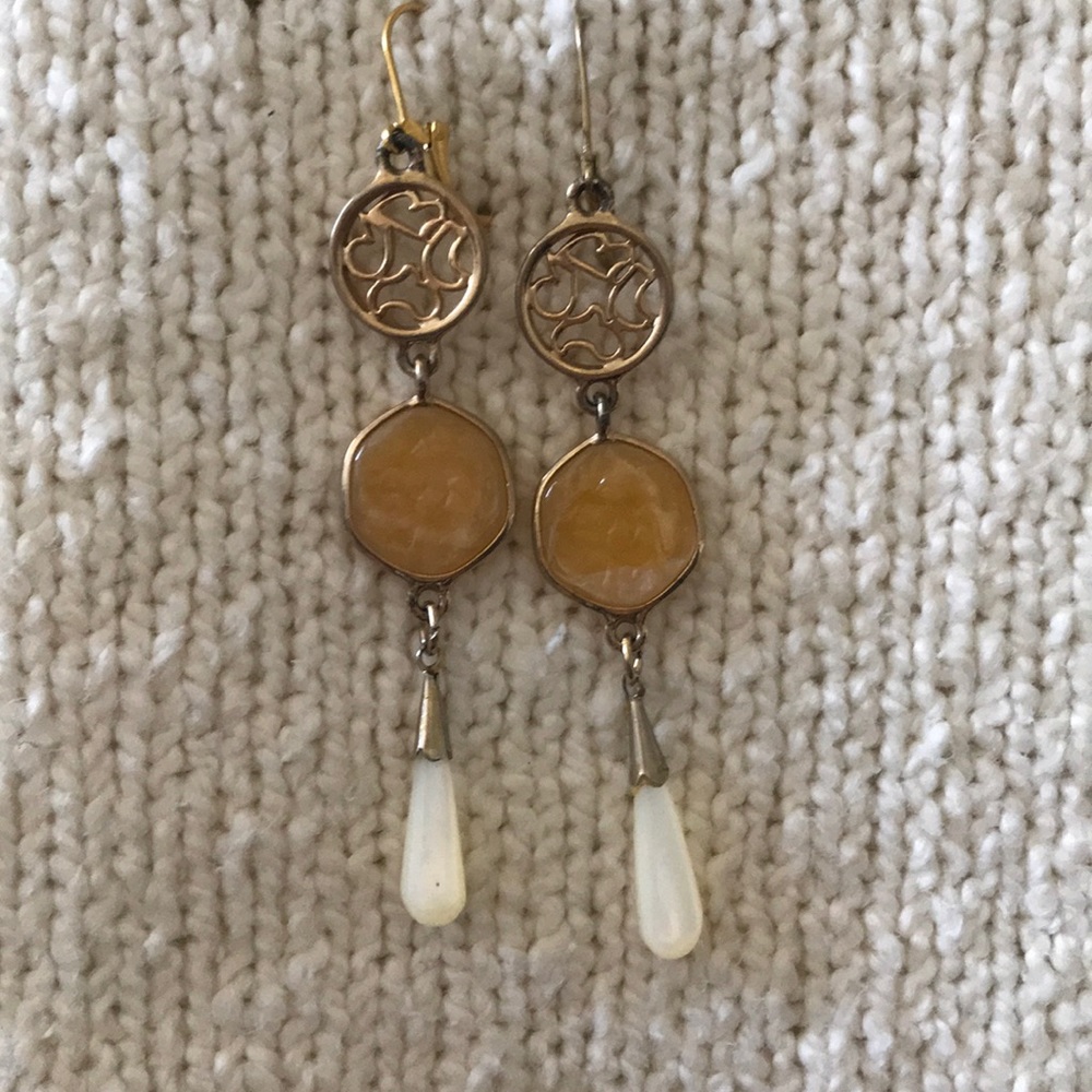 Gold orange stone earrings